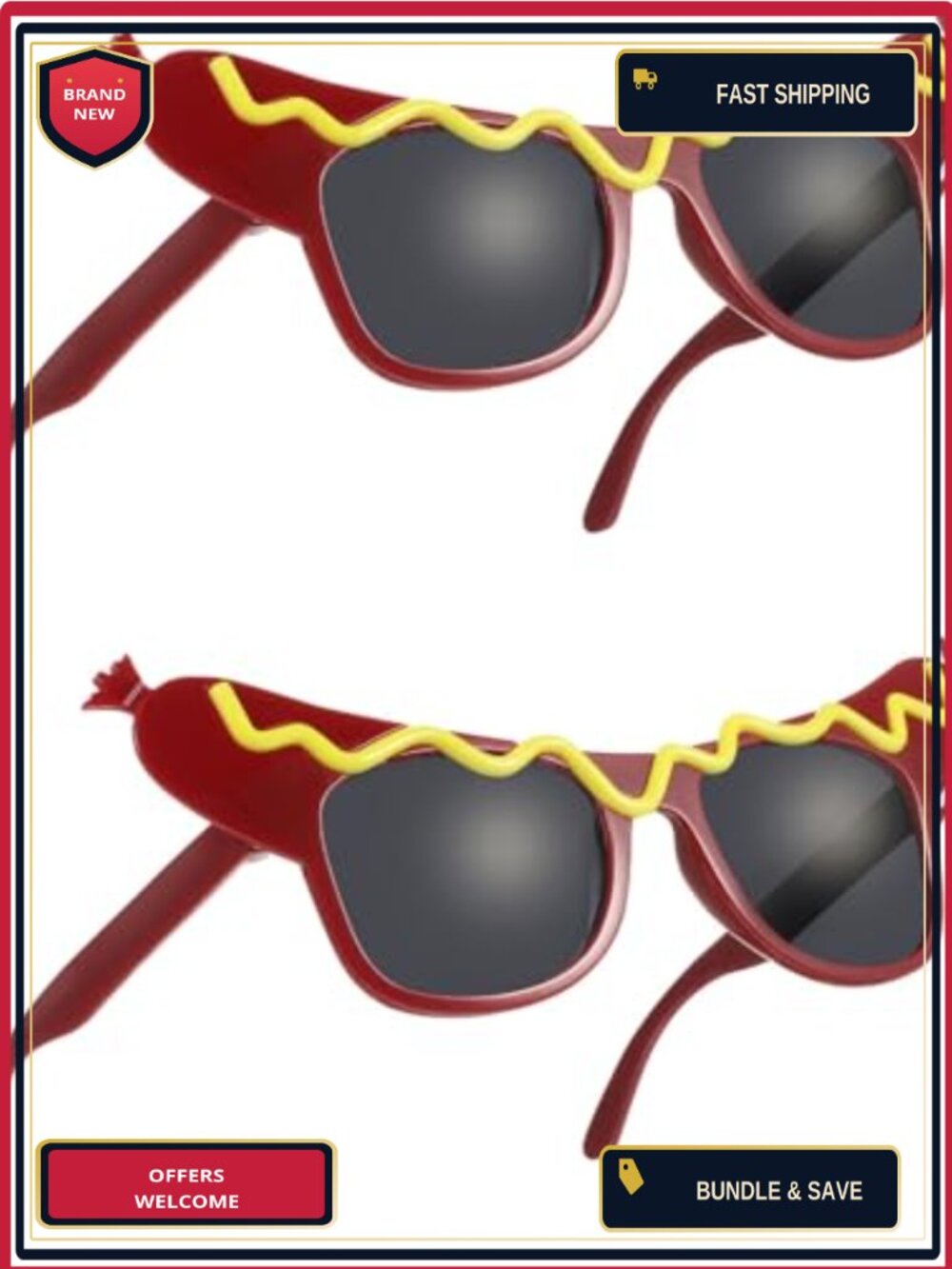 2 Pc Funny Hot Dog Party Glasses Novelty Eyewear Luau Dance